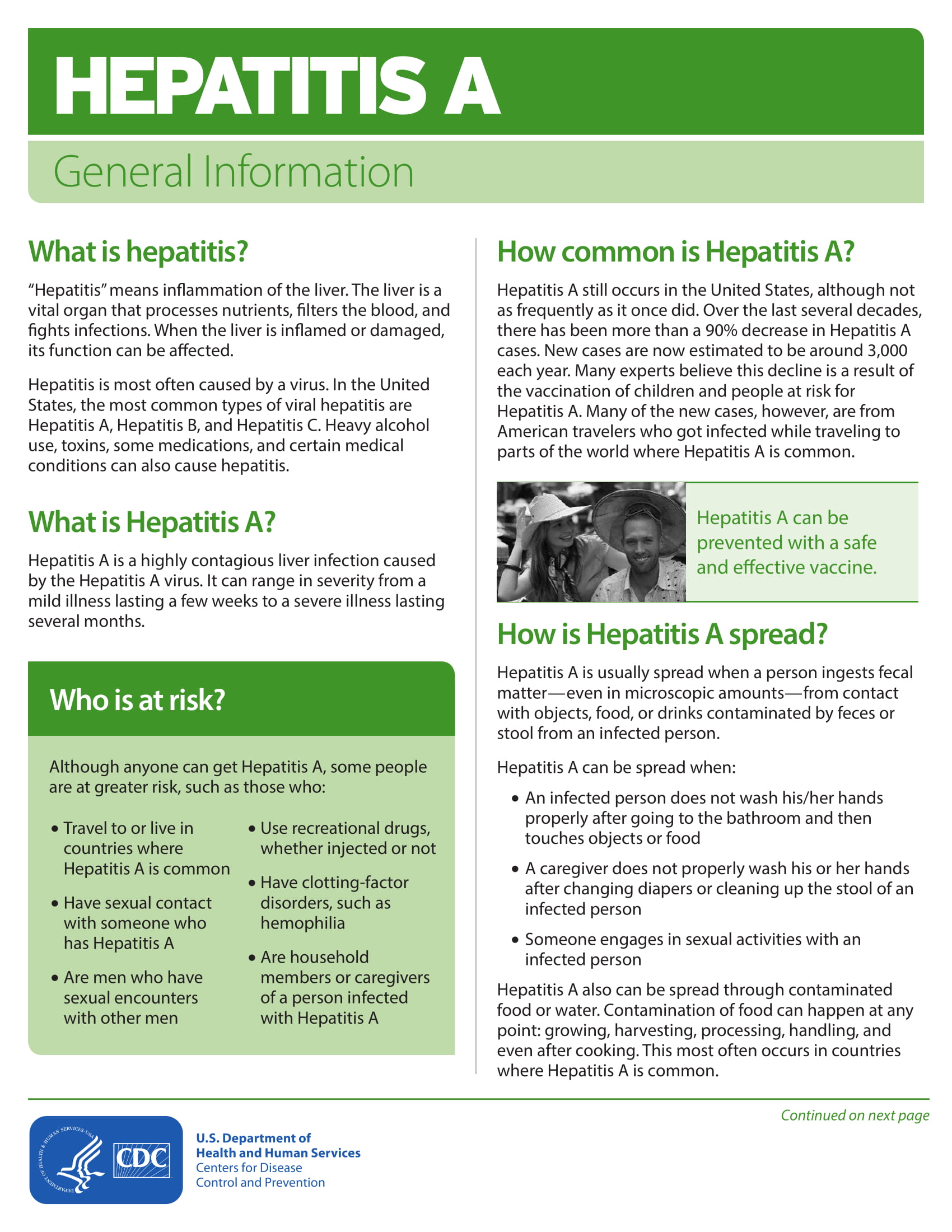 Hepatitis A General Fact Sheet