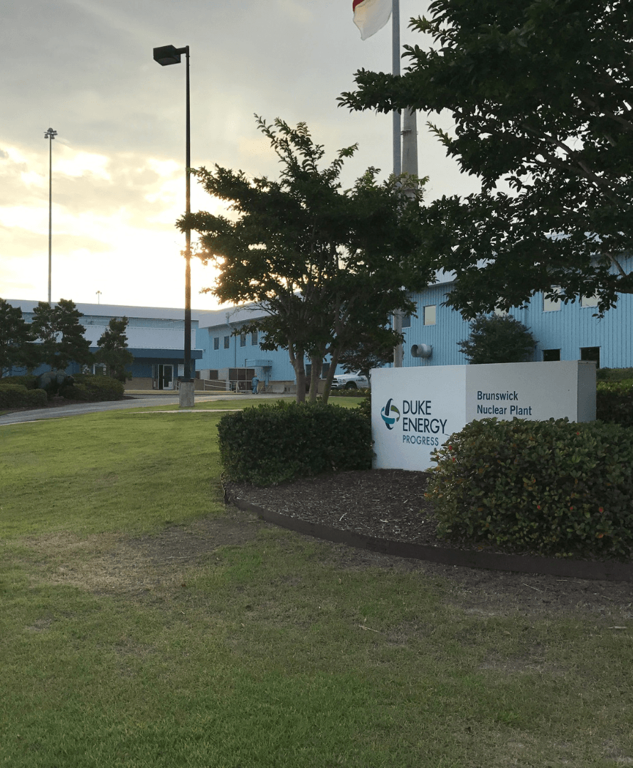 Angled view of the Brunswick Nuclear Plant sign. Image courtesy of Duke Energy.
