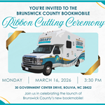 The public is invited to the Brunswick County Bookmobile Ribbon Cutting Ceremony on March 16, 2026.