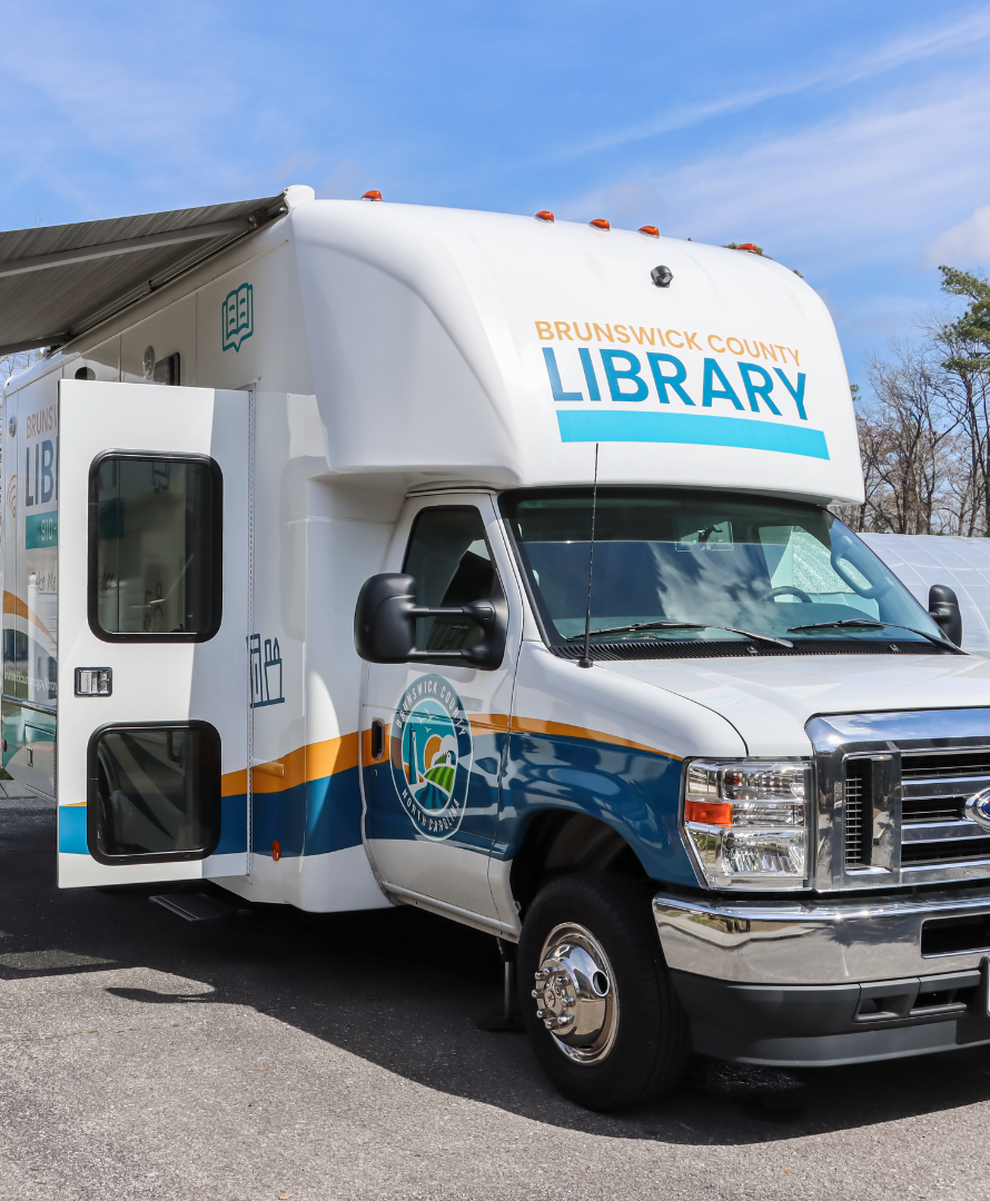 Photo of the front of the Brunswick County Bookmobile.