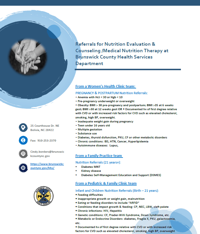 Referral Guidance for Nutrition Evaluation and Counseling Opens in new window