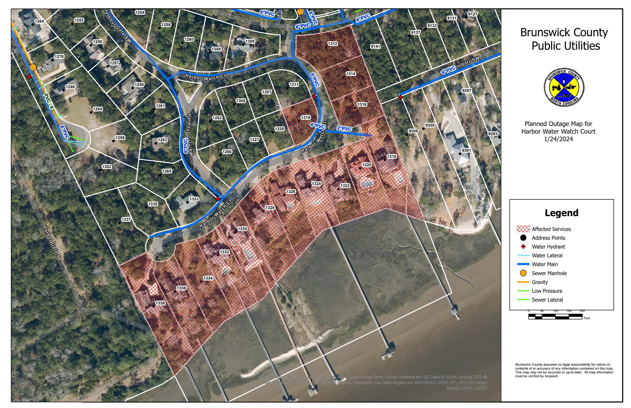 01.24.24- Updated Scheduled Outage Advisory Sunset Beach Map