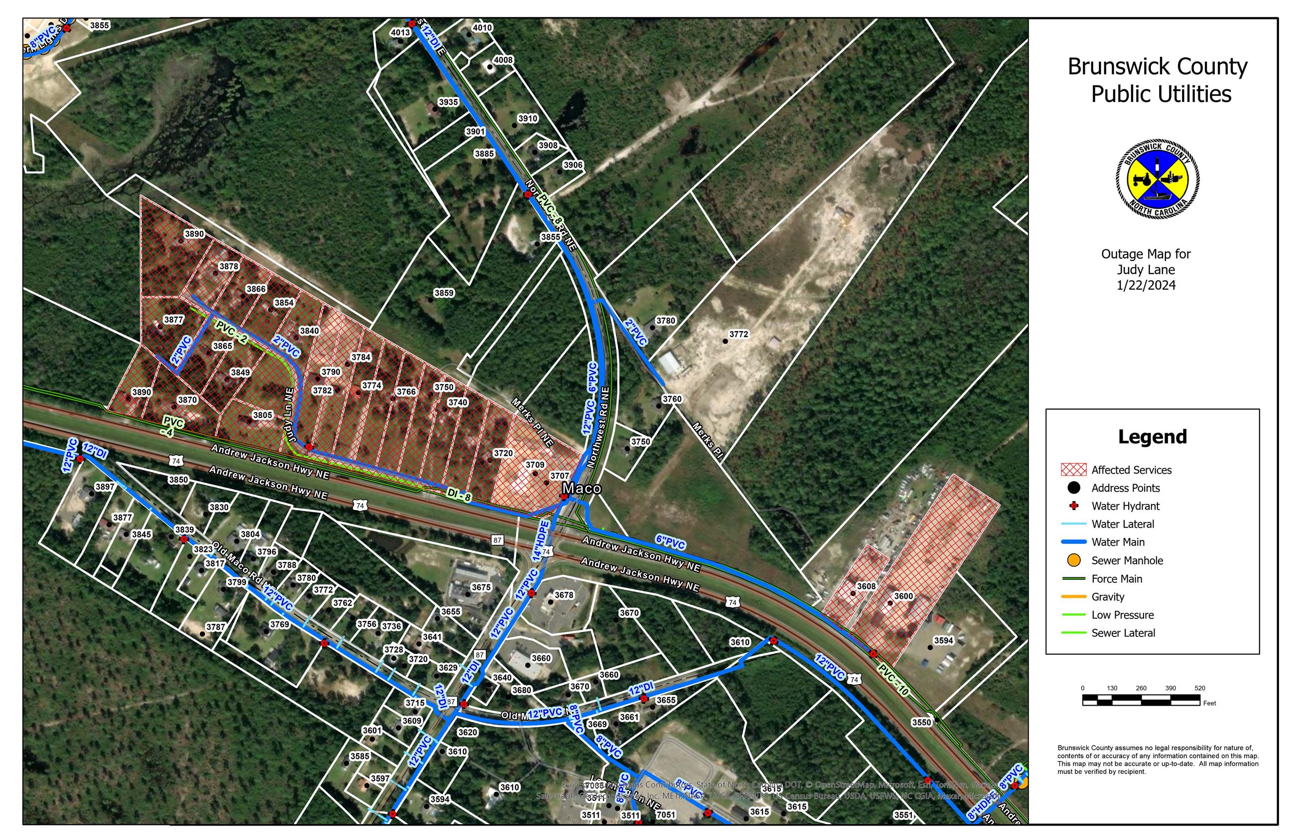 01.22.24- Northwest Judy Ln Advisory Map