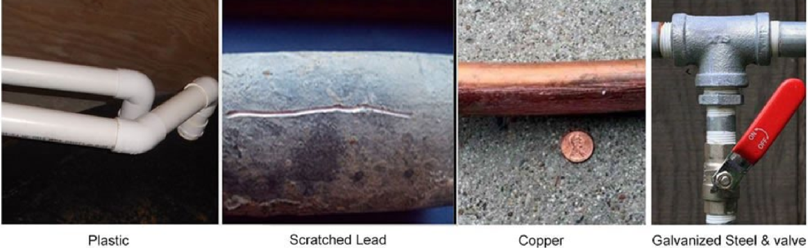 Examples of water service line materials include plastic, lead, copper, and galvanized steel.
